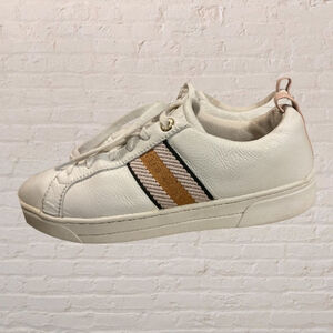 Ted Baker “Ebby” Leather Sneakers Women’s Size 9 White Blush Tan Stripe